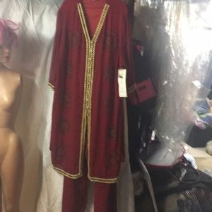 Plus size 2 piece beaded pants suit